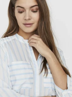 VMERIKA STRIPE 3/4 SHIRT TOP WVNE10 snow white2