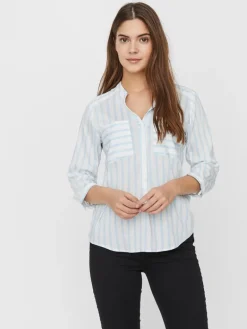 VMERIKA STRIPE 3/4 SHIRT TOP WVNE10 snow white2