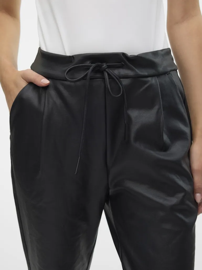 VMEVA MW LOOSE STRING COATED PANT NOOS black