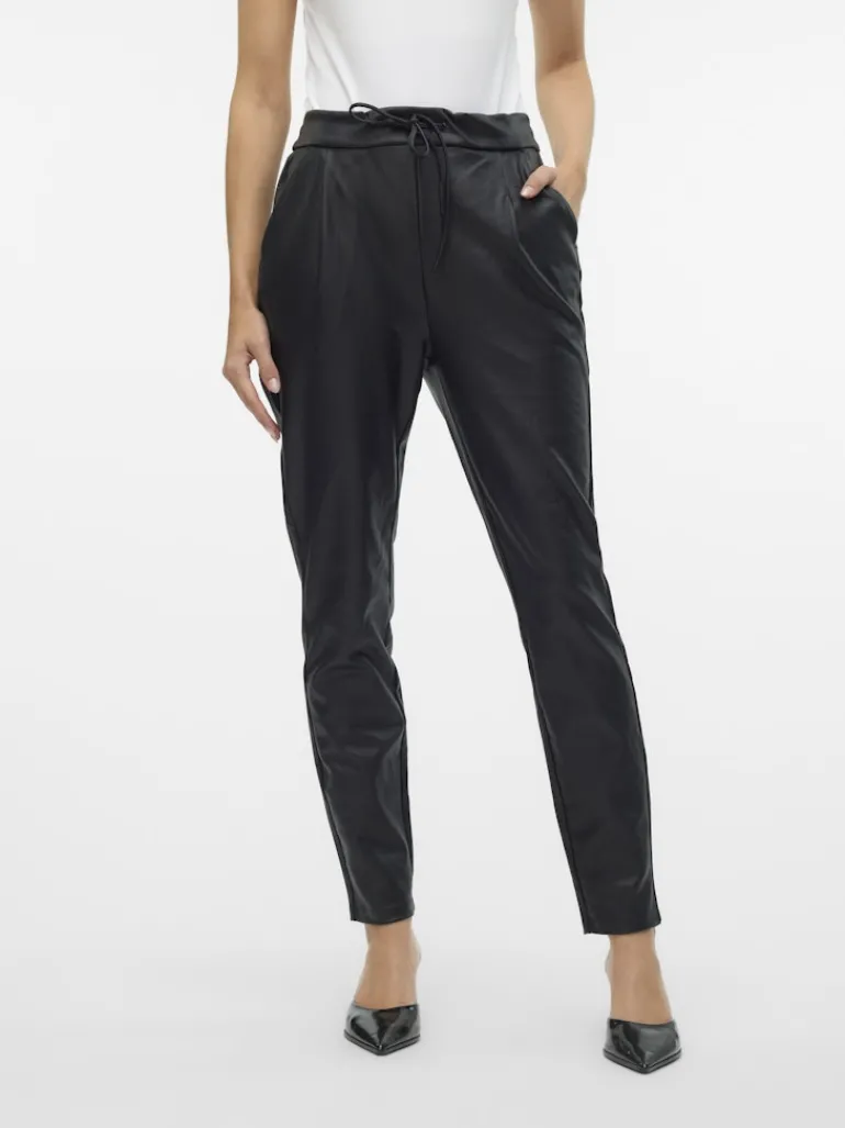 VMEVA MW LOOSE STRING COATED PANT NOOS black