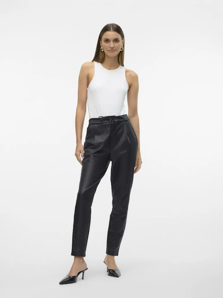 VMEVA MW LOOSE STRING COATED PANT NOOS black