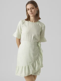 VMHENNA 2/4 O-NECK SHORT DRESS NOOS pastel green