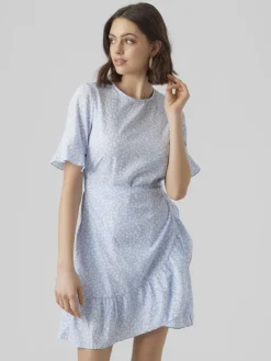 VMHENNA 2/4 O-NECK SHORT DRESS NOOS blue bell