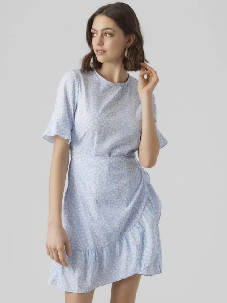 VMHENNA 2/4 O-NECK SHORT DRESS NOOS blue bell