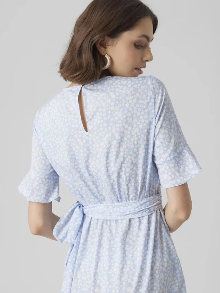 VMHENNA 2/4 O-NECK SHORT DRESS NOOS blue bell