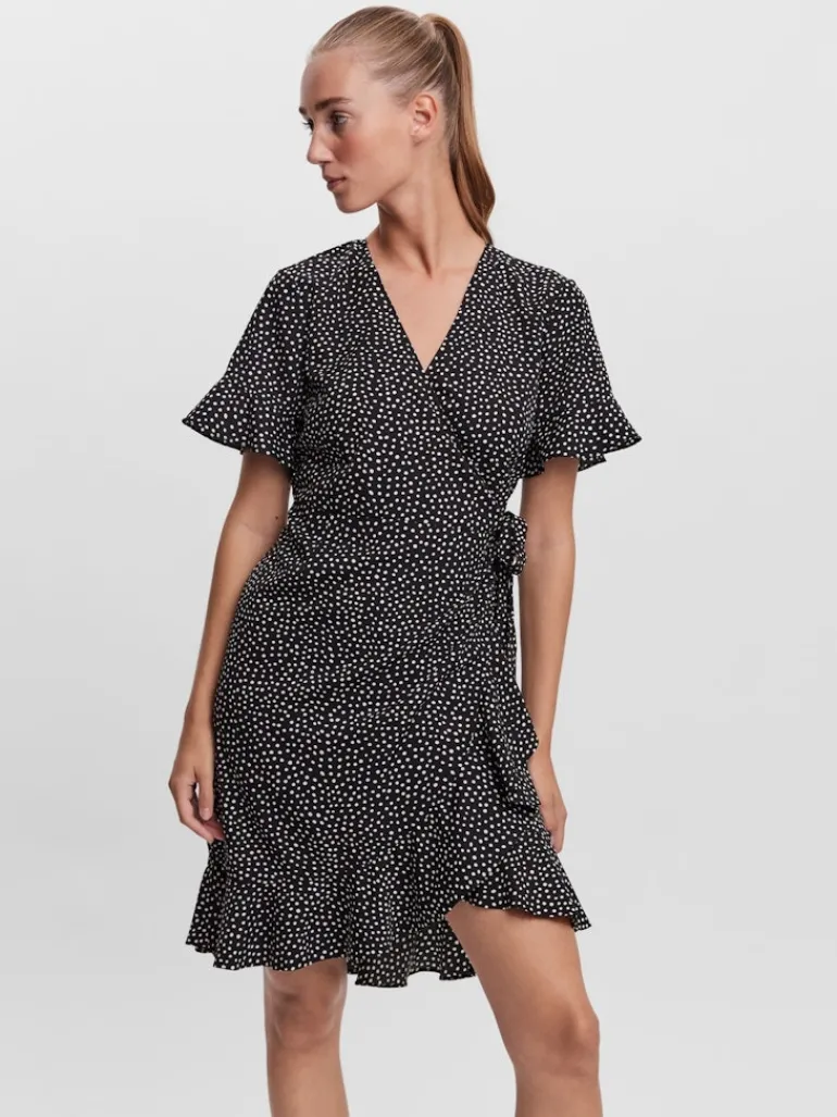 VMHENNA 2/4 WRAP FRILL DRESS NOOS black
