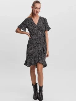 VMHENNA 2/4 WRAP FRILL DRESS NOOS black