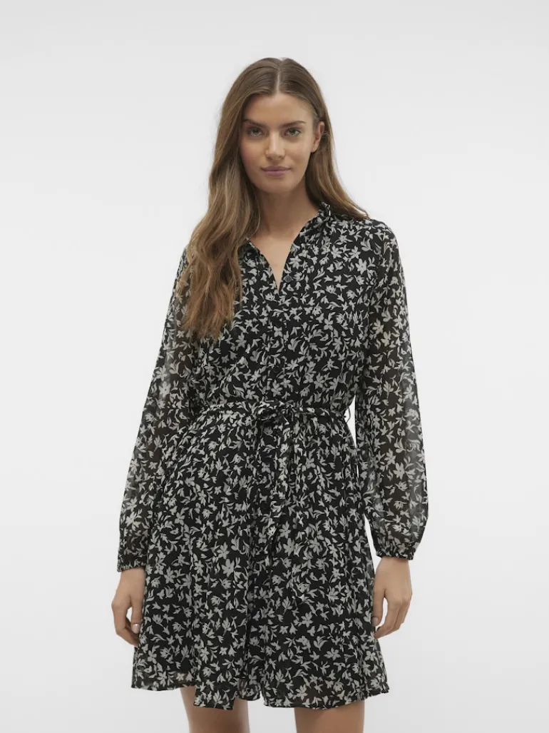 VMHOLLY LS VOLUME SHORT DRESS WVN GA black