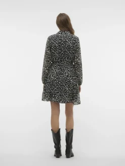 VMHOLLY LS VOLUME SHORT DRESS WVN GA black