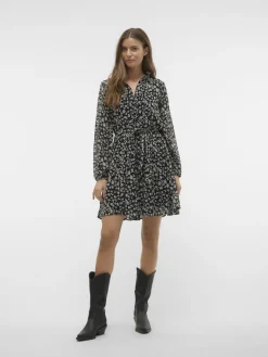 VMHOLLY LS VOLUME SHORT DRESS WVN GA black