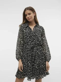 VMHOLLY LS VOLUME SHORT DRESS WVN GA black