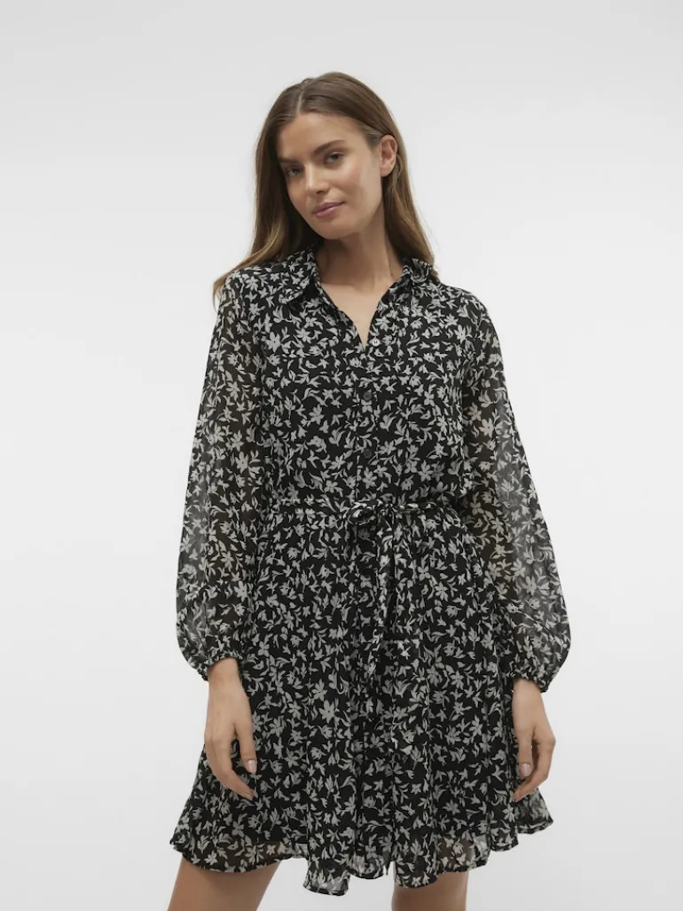 VMHOLLY LS VOLUME SHORT DRESS WVN GA black