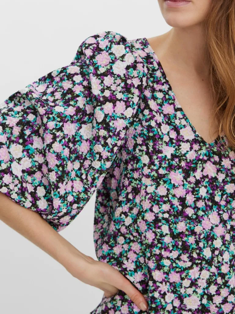 VMINGA 2/4 V-NECK TOP WVN black