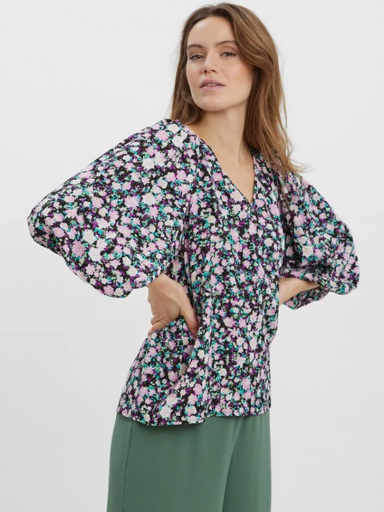 VMINGA 2/4 V-NECK TOP WVN black