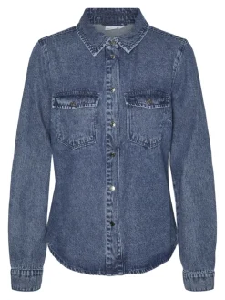 VMJENNIE LS DENIM SHIRT MIX GA NOOS medium blue denim