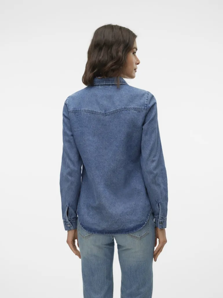 VMJENNIE LS DENIM SHIRT MIX GA NOOS medium blue denim