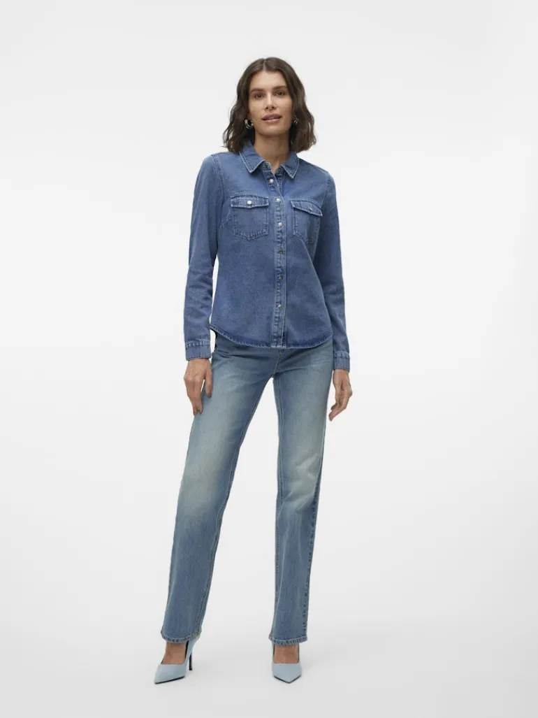 VMJENNIE LS DENIM SHIRT MIX GA NOOS medium blue denim
