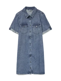 VMJENNIE SS SHORT DENIM DRESS GA NOOS medium blue denim