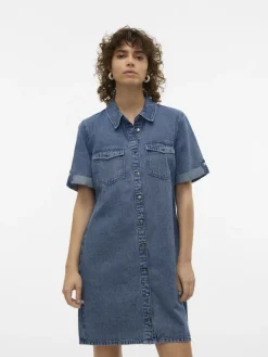 VMJENNIE SS SHORT DENIM DRESS GA NOOS medium blue denim