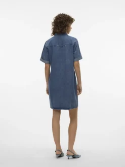 VMJENNIE SS SHORT DENIM DRESS GA NOOS medium blue denim