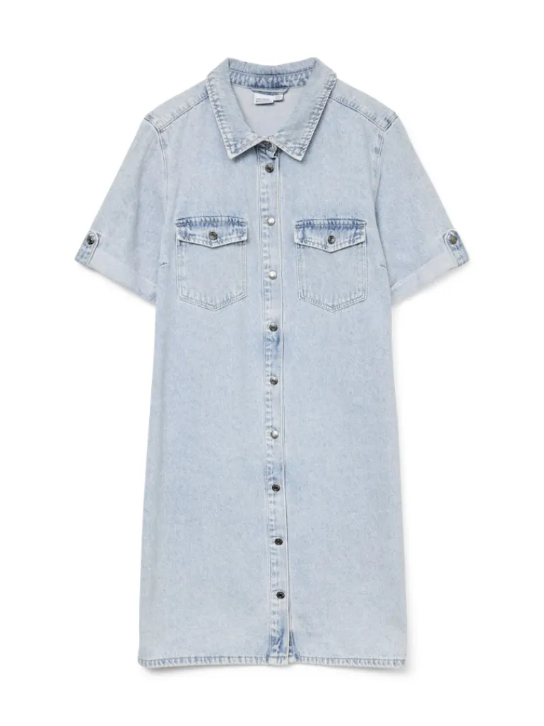 VMJENNIE SS SHORT DENIM DRESS GA NOOS light blue denim