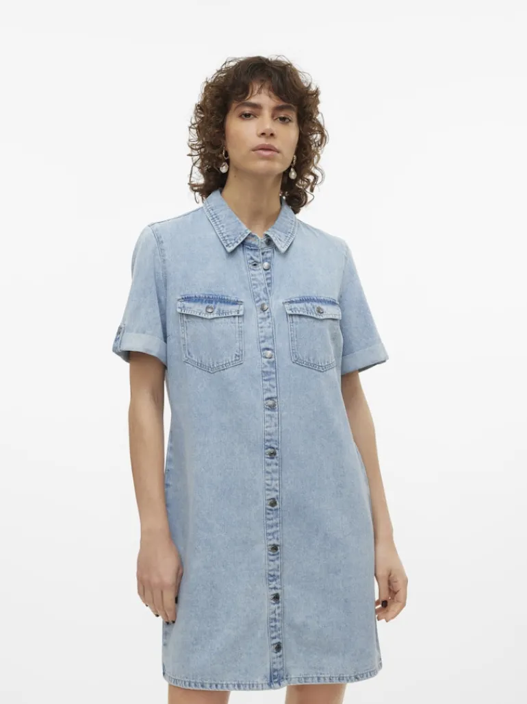 VMJENNIE SS SHORT DENIM DRESS GA NOOS light blue denim