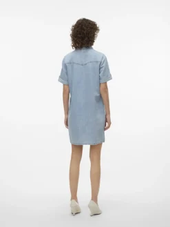 VMJENNIE SS SHORT DENIM DRESS GA NOOS light blue denim