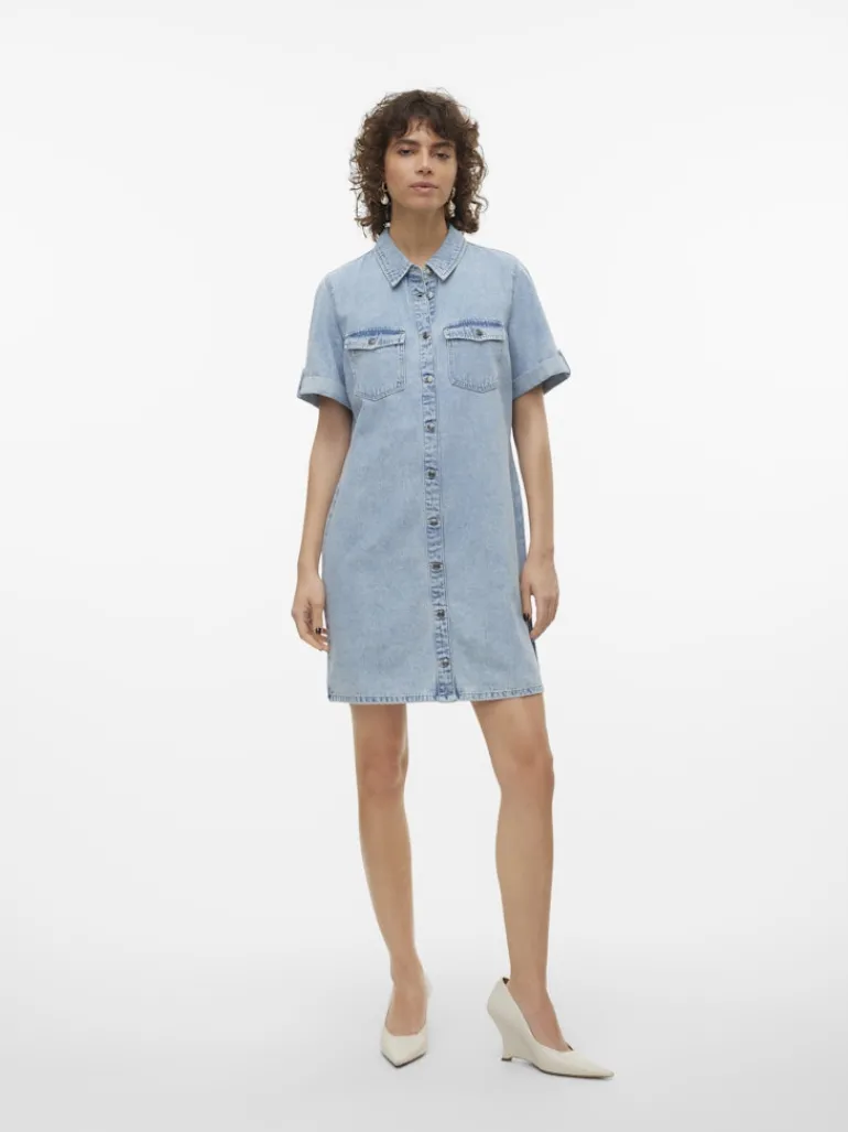 VMJENNIE SS SHORT DENIM DRESS GA NOOS light blue denim
