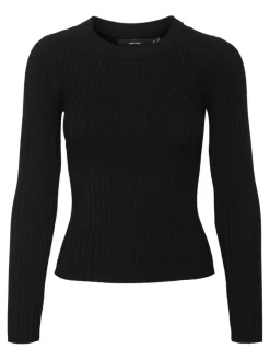 VMKIKI LS O-NECK RIB BLOUSE GA NOOS black1