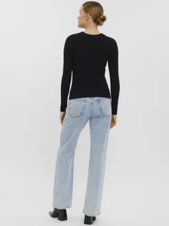VMKIKI LS O-NECK RIB BLOUSE GA NOOS black1