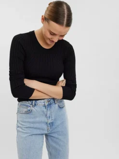 VMKIKI LS O-NECK RIB BLOUSE GA NOOS black1