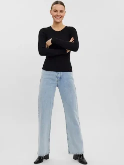 VMKIKI LS O-NECK RIB BLOUSE GA NOOS black1
