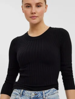 VMKIKI LS O-NECK RIB BLOUSE GA NOOS black1