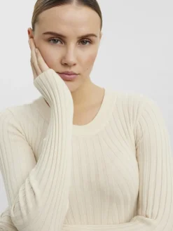 VMKIKI LS O-NECK RIB BLOUSE GA NOOS birch