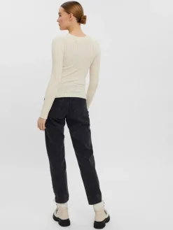 VMKIKI LS O-NECK RIB BLOUSE GA NOOS birch