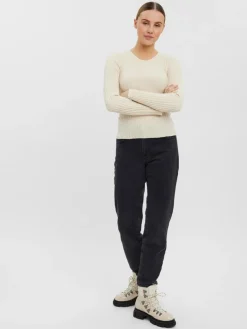 VMKIKI LS O-NECK RIB BLOUSE GA NOOS birch