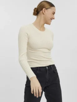 VMKIKI LS O-NECK RIB BLOUSE GA NOOS birch