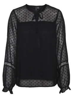 VMLEAH LS LACE TOP WVN GA NOOS black