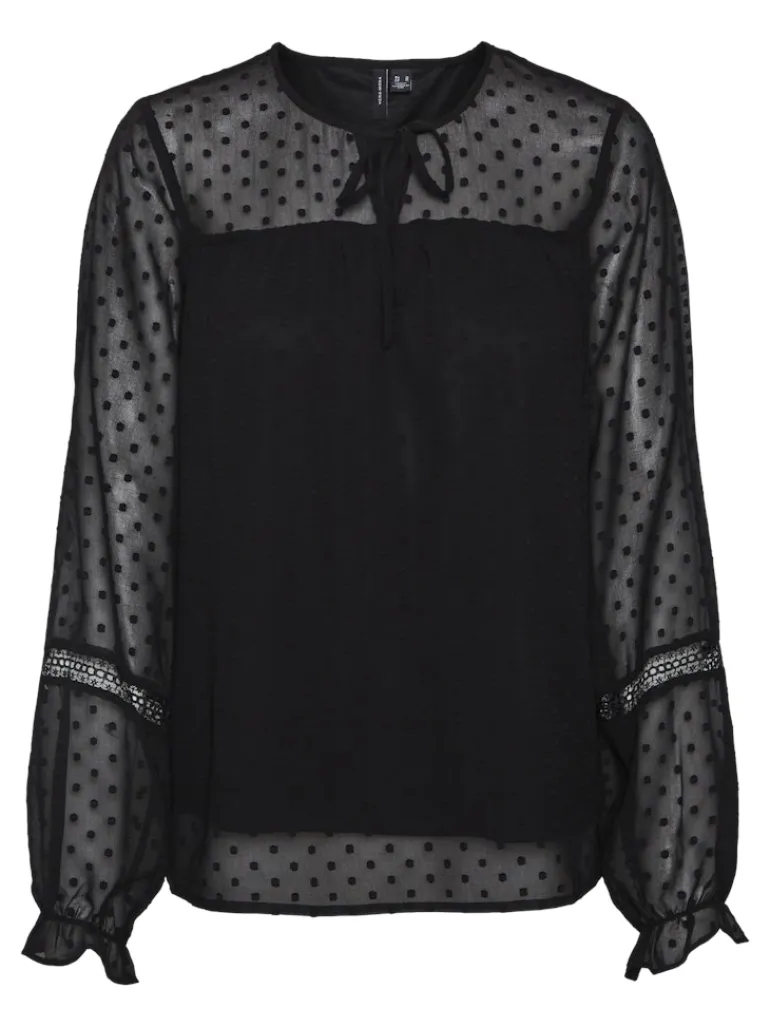 VMLEAH LS LACE TOP WVN GA NOOS black
