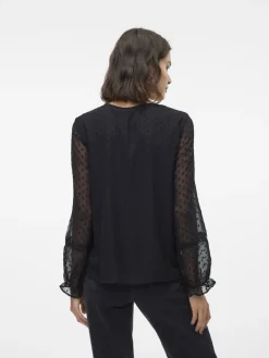 VMLEAH LS LACE TOP WVN GA NOOS black