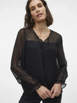 VMLEAH LS LACE TOP WVN GA NOOS black