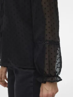 VMLEAH LS LACE TOP WVN GA NOOS black