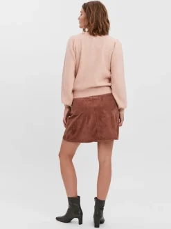 VMLEFILE LS O-NECK PUFF BLOUSE COLOR sepia rose