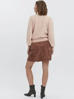 VMLEFILE LS O-NECK PUFF BLOUSE COLOR sepia rose