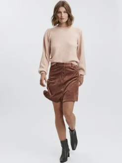 VMLEFILE LS O-NECK PUFF BLOUSE COLOR sepia rose
