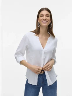 VMLINN LS V-NECK SHIRT WVN NOOS snow white