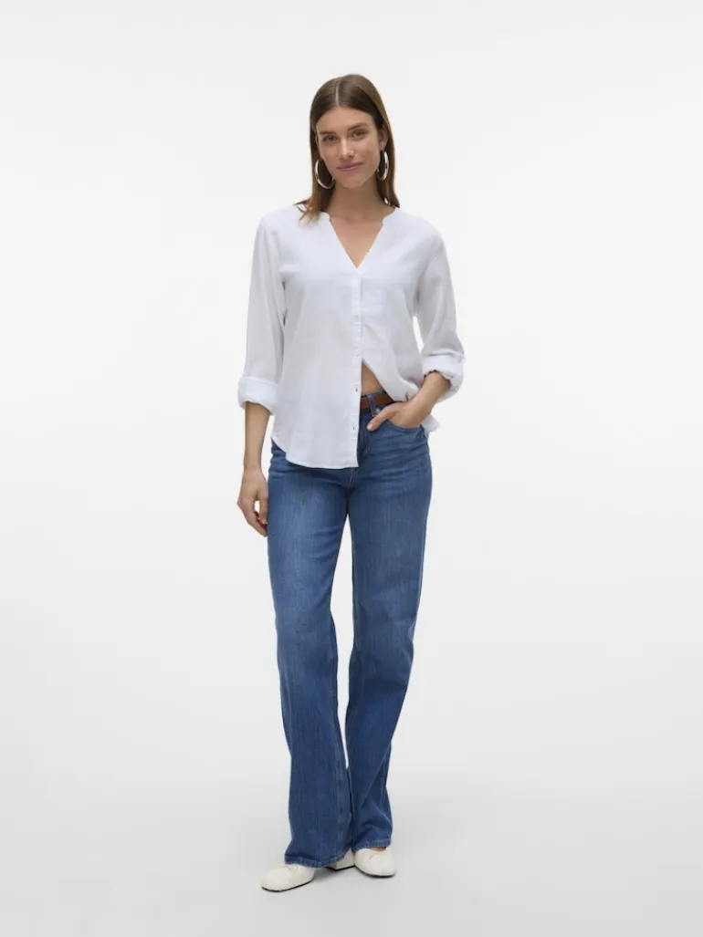 VMLINN LS V-NECK SHIRT WVN NOOS snow white