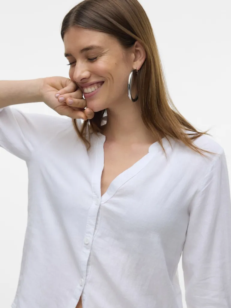 VMLINN LS V-NECK SHIRT WVN NOOS snow white
