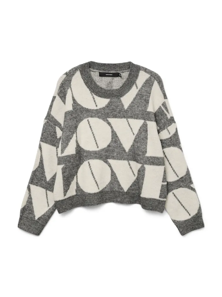 VMLOVE LS O-NECK PULLOVER BOO medium grey melange