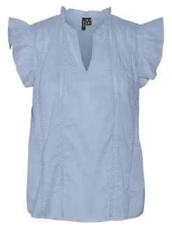 VMMAY S/L LACE TOP WVN SB6 GA cashmere blue